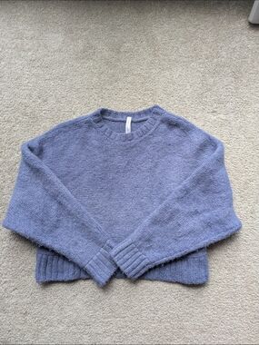 The Group Babaton Aritzia Lavender-Blue Periwinkle Alpaca Cropped Knit Sweater
